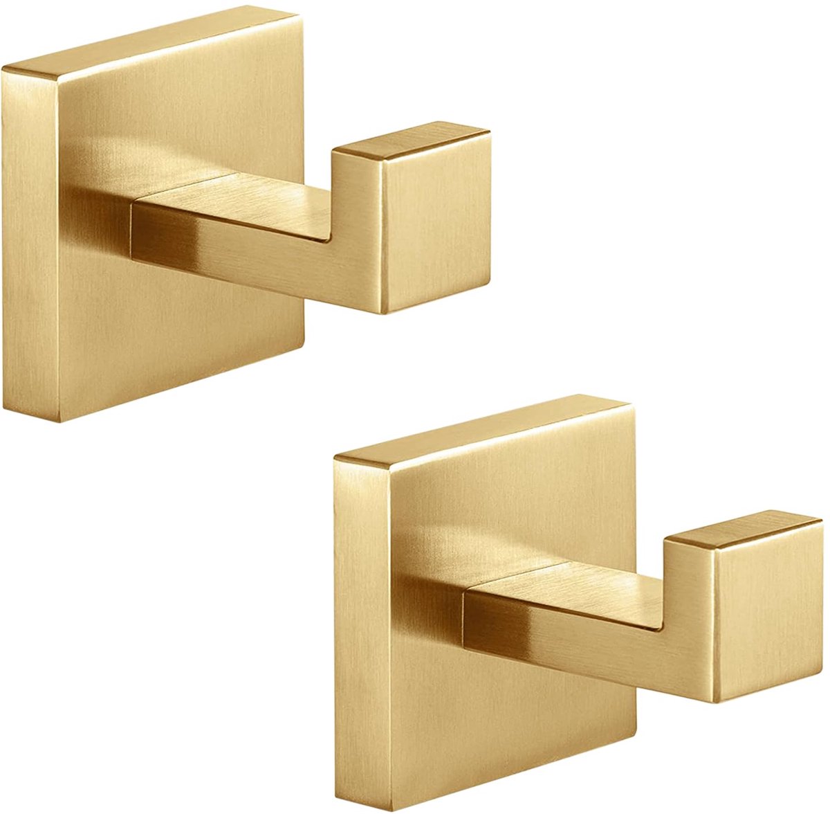 2 stuks - handdoekhaken - Handdoekhaken - Punch-hole type - Multifunctioneel - Wandhaken - 304 roestvrij staal - Vierkant - Voor het ophangen van jassen, kledingstukken, kledinghaken - Goud