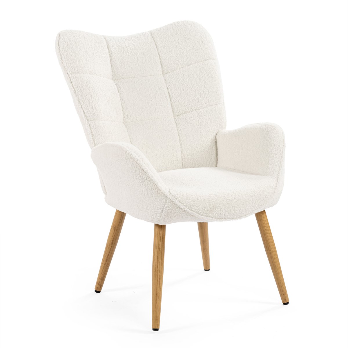MEUBLES COSY KANAS fauteuil scandinave – medium rug, witte boucle-stof, comfortabele zit