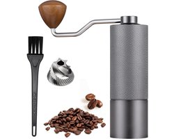 Universele handmatige koffiemolen - Capaciteit 25 g - Roestvrij staal - Houten handgreep - Verstelbare interne instellingen - Dubbele kogellagers - Geschikt voor espresso tot French Press - Koffiebonen malen - Zwart