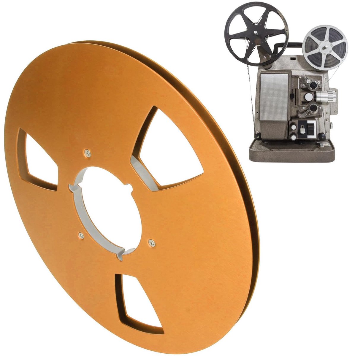 Lege bandspoel van 10 inch (25,4 mm) met 1/4 inch aansluiting, geschikt voor alle open spoelsystemen, met 3 windbestendige gaten, aluminiumlegering spoel voor opnames, professionele ruisonderdrukking (goudkleurig).