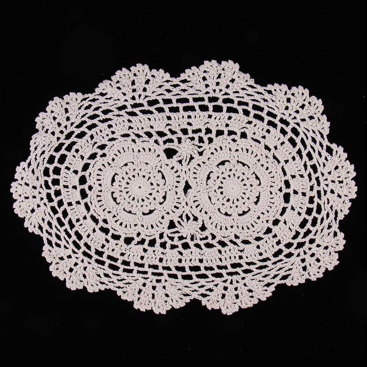 Handgemaakte Ovale Katoenen Placemat met Kant - Beige Tafelkleed voor Decoratie