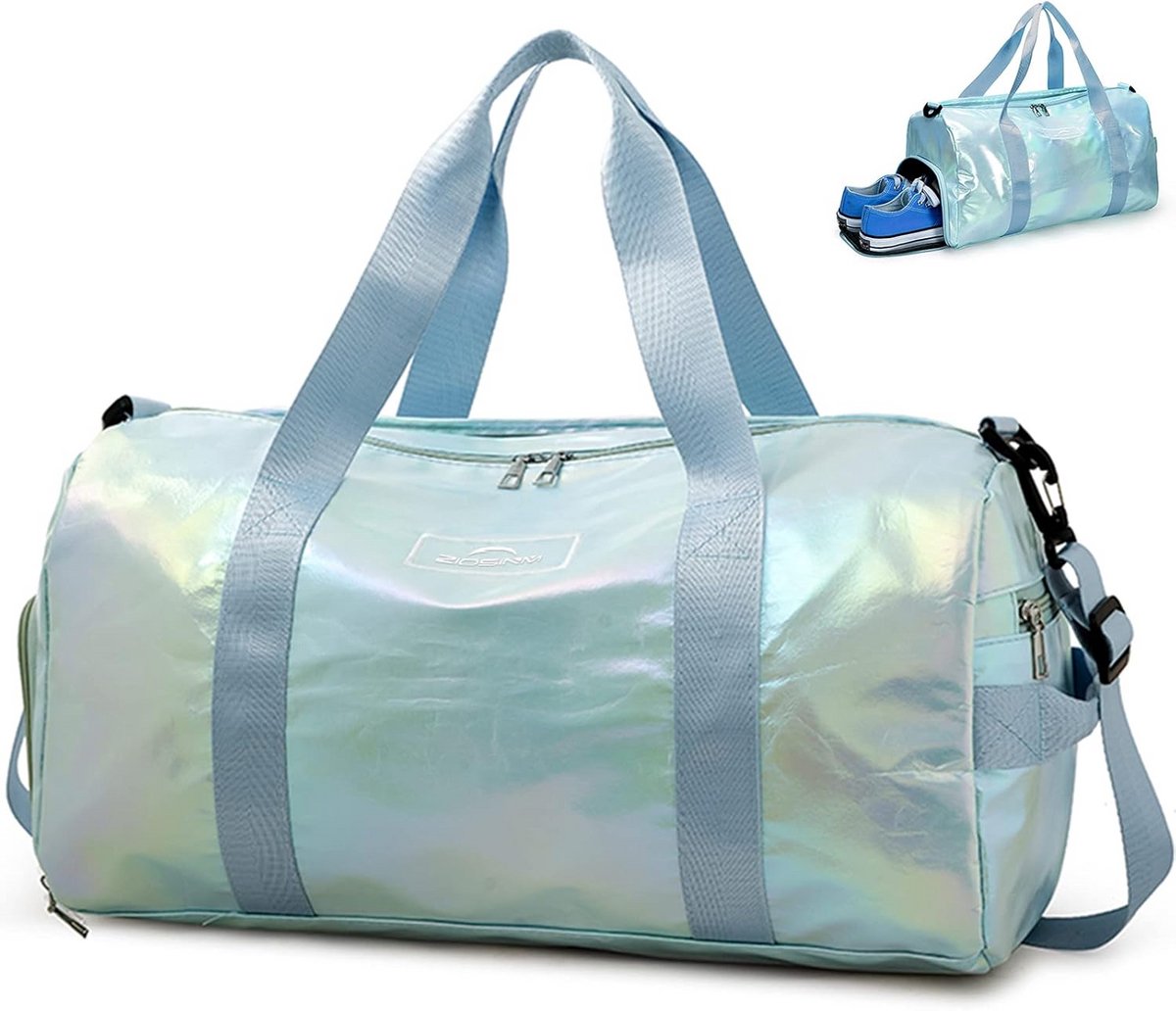 Waterdichte Sporttas Dames met Schoenenvak en Nat Vak - Grote Reistas/Fitnesstas Blauw