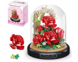 Namajunas - MiniKunstbloemen Boeket - Bloemenboeket in Stolp - Bouwsets Volwassenen - Botanical Flowers Collection - Botanical Bloemen - Bouwsets - Niet geschikt voor LEGO - Rode rozen - Eeuwige liefde - Decoratie voor Huis, Cadeau, Valentijnsdag