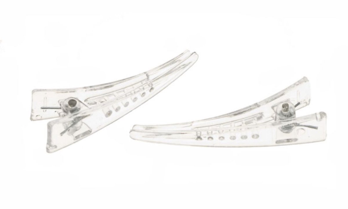 5x kunststof alligatorknip doorzichtig 6,5 cm - haarknip transparant wit - alligator - knip - clip - haarclip