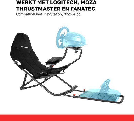 REBBLERS® SIMR 100 Foldable Sim Racing Cockpit - Opvouwbare Racestoel - Compact - Zwart van Rebblers — afbeelding 2