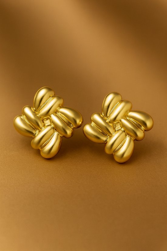 Lundholm Oorknopjes Dames Groot Studs Statement Jewellery – Grote Oorbellen Premium Stainless Steel Oorbellen Goud Verguld – Studs Oorstekers (2,45 × 3,45 cm) – My Eira Serie – Waterproof & Hypoallergeen – Inclusief Luxe Geschenkverpakking