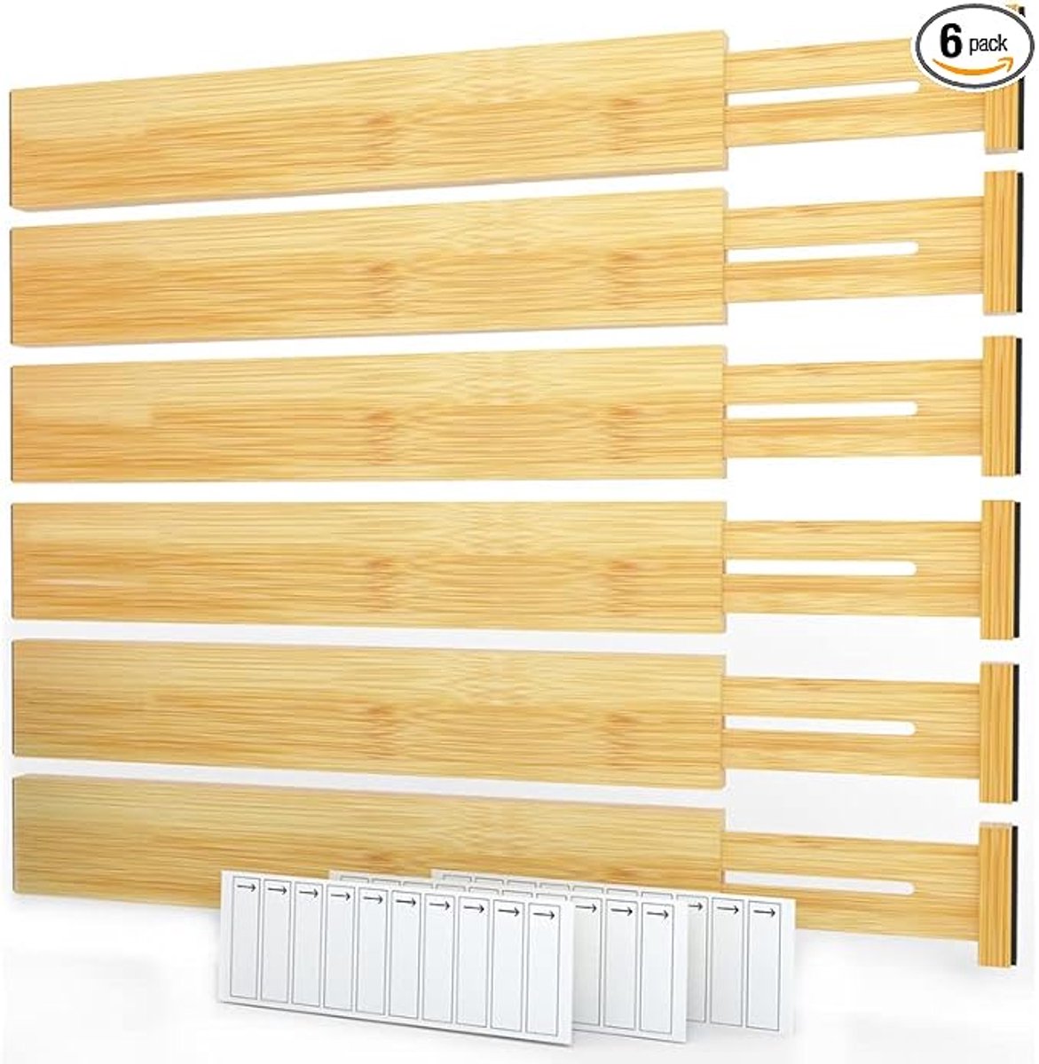 SpaceAid-Bamboe-Ladeverdeelstukken-met-Labels-Verstelbaar-6-Stuks-(43.2-56-cm)