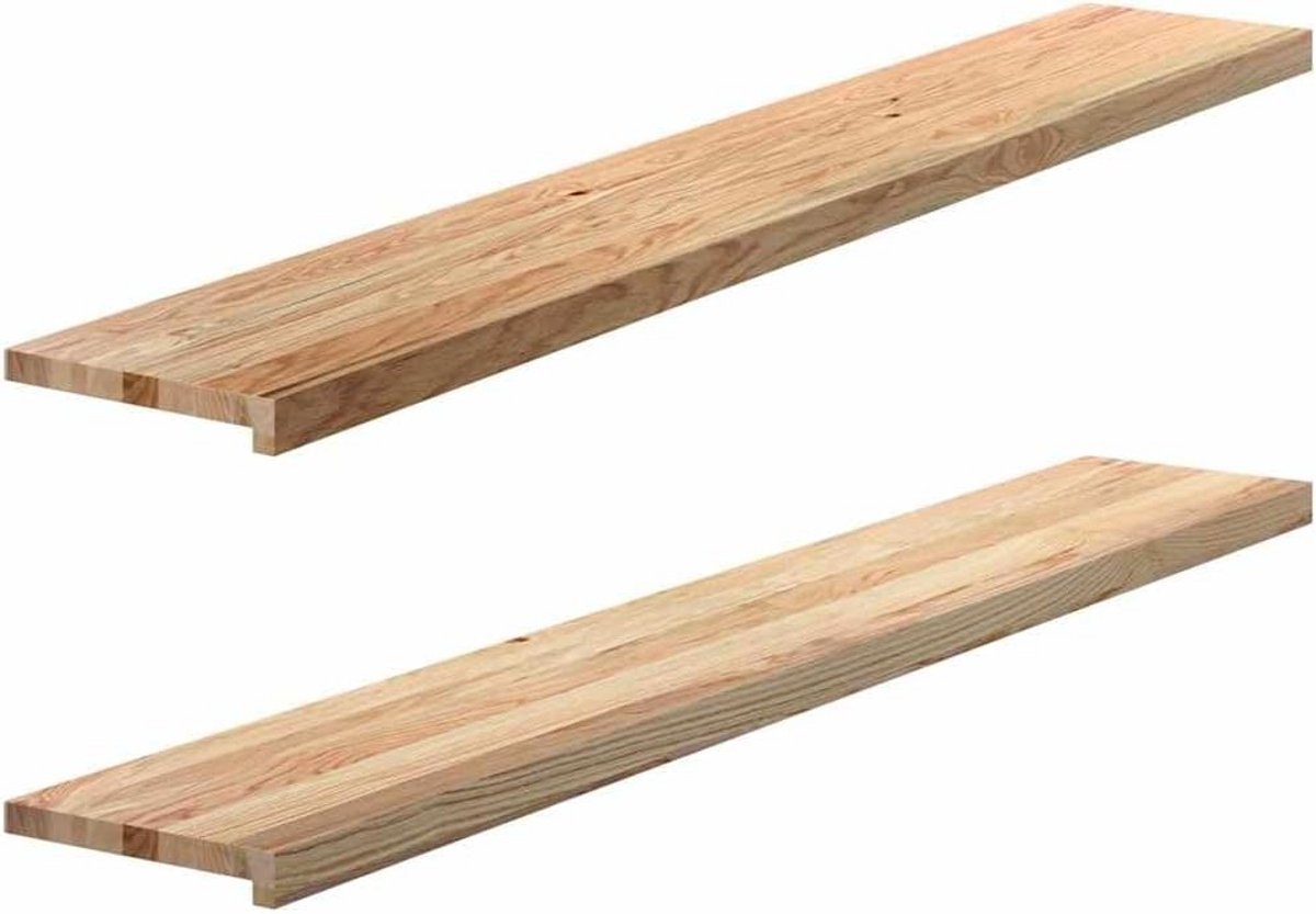 Set van 2 Onbehandelde Houten Vensterbanken Massief Eikenhout 160x25 cm - Interieur Sierlijst