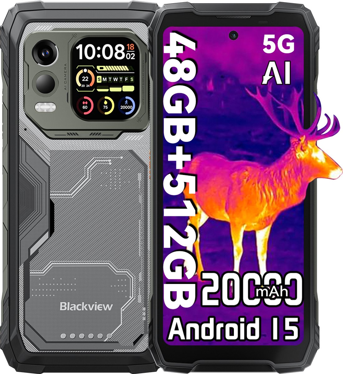 Blackview XPLORE 1 Pro - Robuuste Smartphone - 5G - 48GB RAM - 512GB ROM - 6.78 inch - Robuuste Telefoon - Nachtzicht - Android 15 - NFC - GPS - Zwart