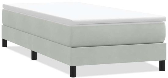 vidaXL - Sommier tapissier - sans - matelas - velours - gris clair - 90x210 - cm