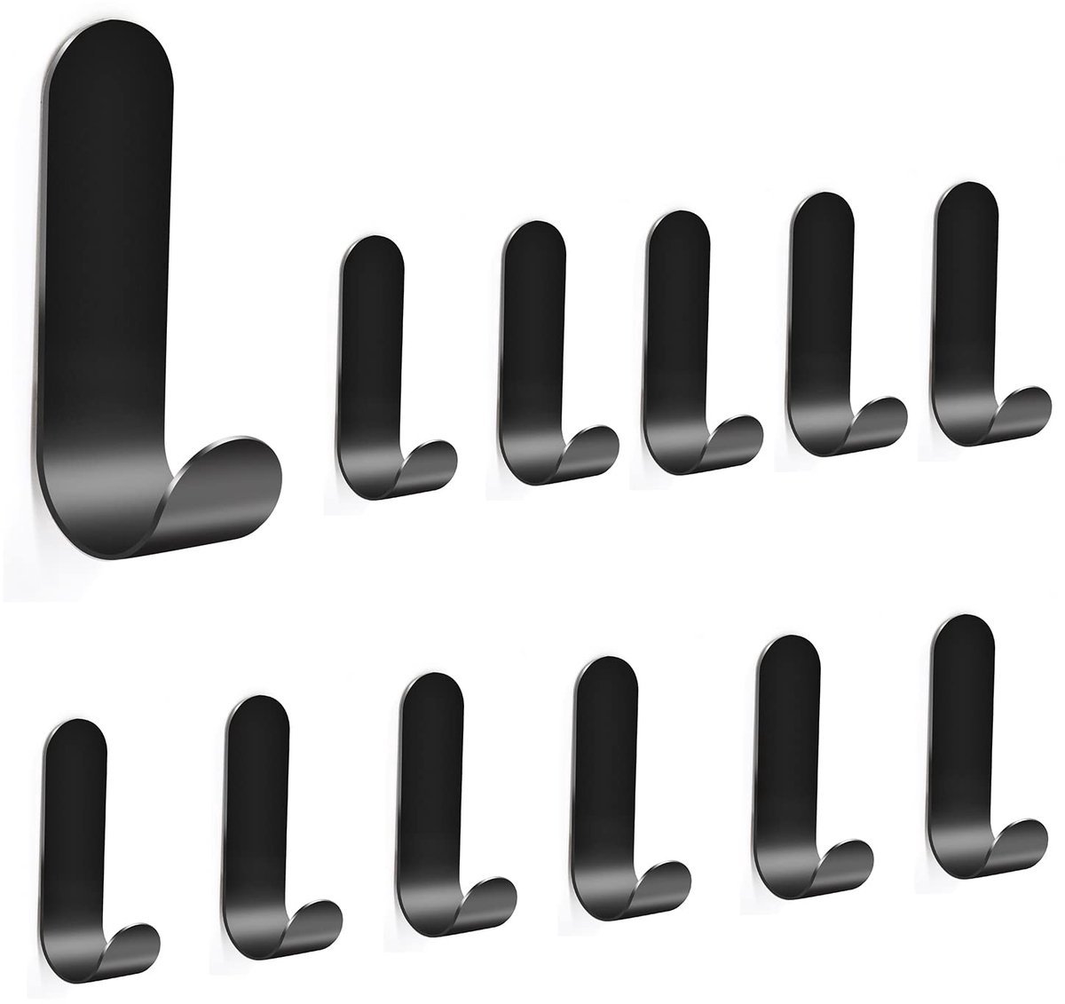 Stunq® Stijlvolle set van 12 zelfklevende wandhaken in zwart mat design voor veelzijdig gebruik