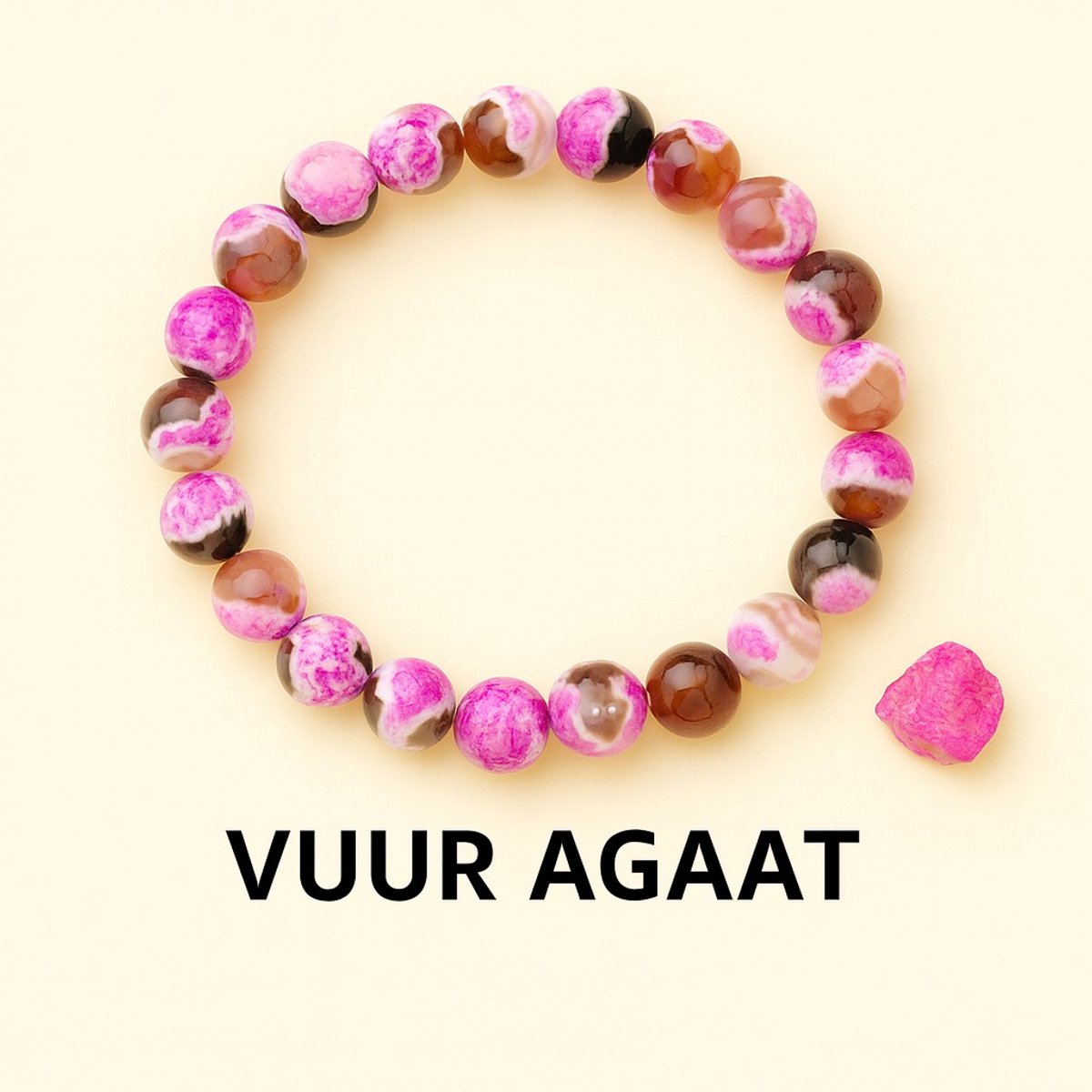 S4H® Vuur Agaat Armband – 8 mm Edelsteen Kralen – 18 cm – Handgemaakt – Energie Balans & Bescherming – Unisex Edelsteen Sieraad