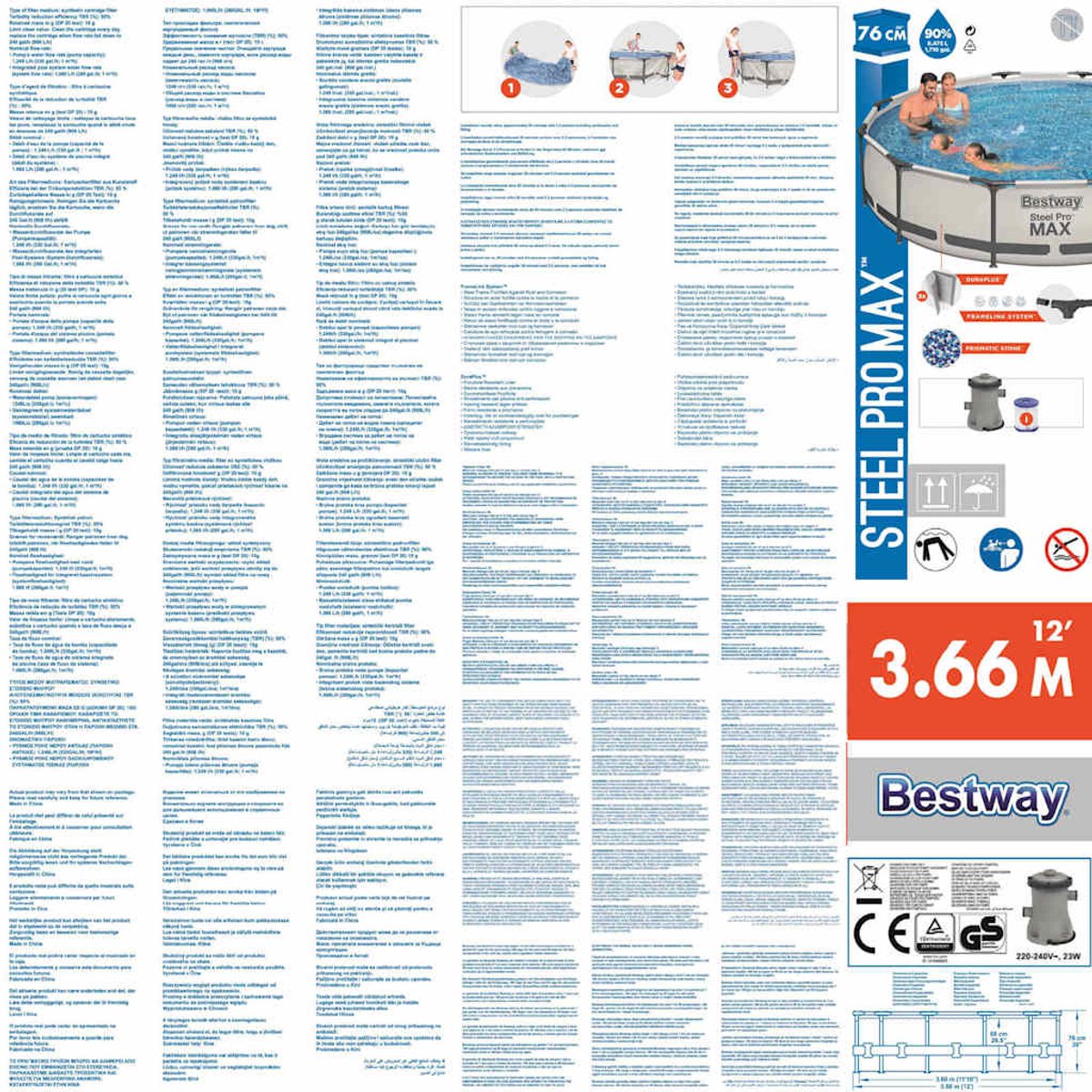 Bestway Steel Pro MAX Zwembad - Ø 366 x 76cm — afbeelding 15