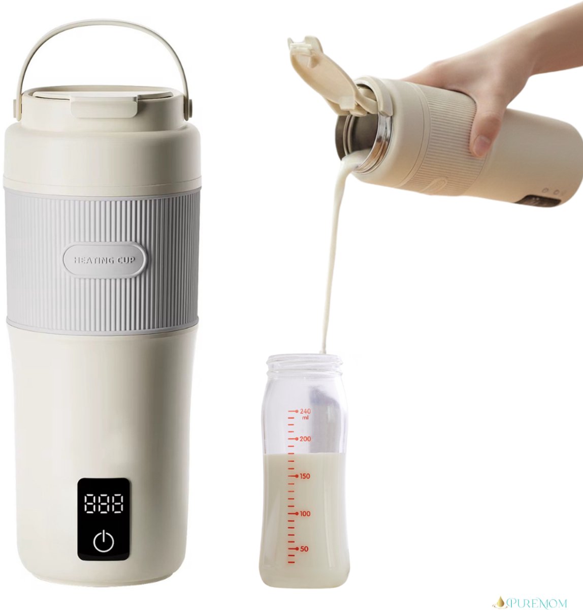 Thermosfles Flessenwarmer Onderweg - 450ML - Flessenwarmers - Roestvrijstaal - Oplaadbaar Draadloos & Draagbaar - Voor Alle Soorten Babyflessen - Voor Volwassenen - Thermosfles MULTIFUNCTIONEEL - 2026