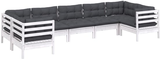 vidaXL Ensemble de salon 7 pièces avec coussins Bois de pin Blanc