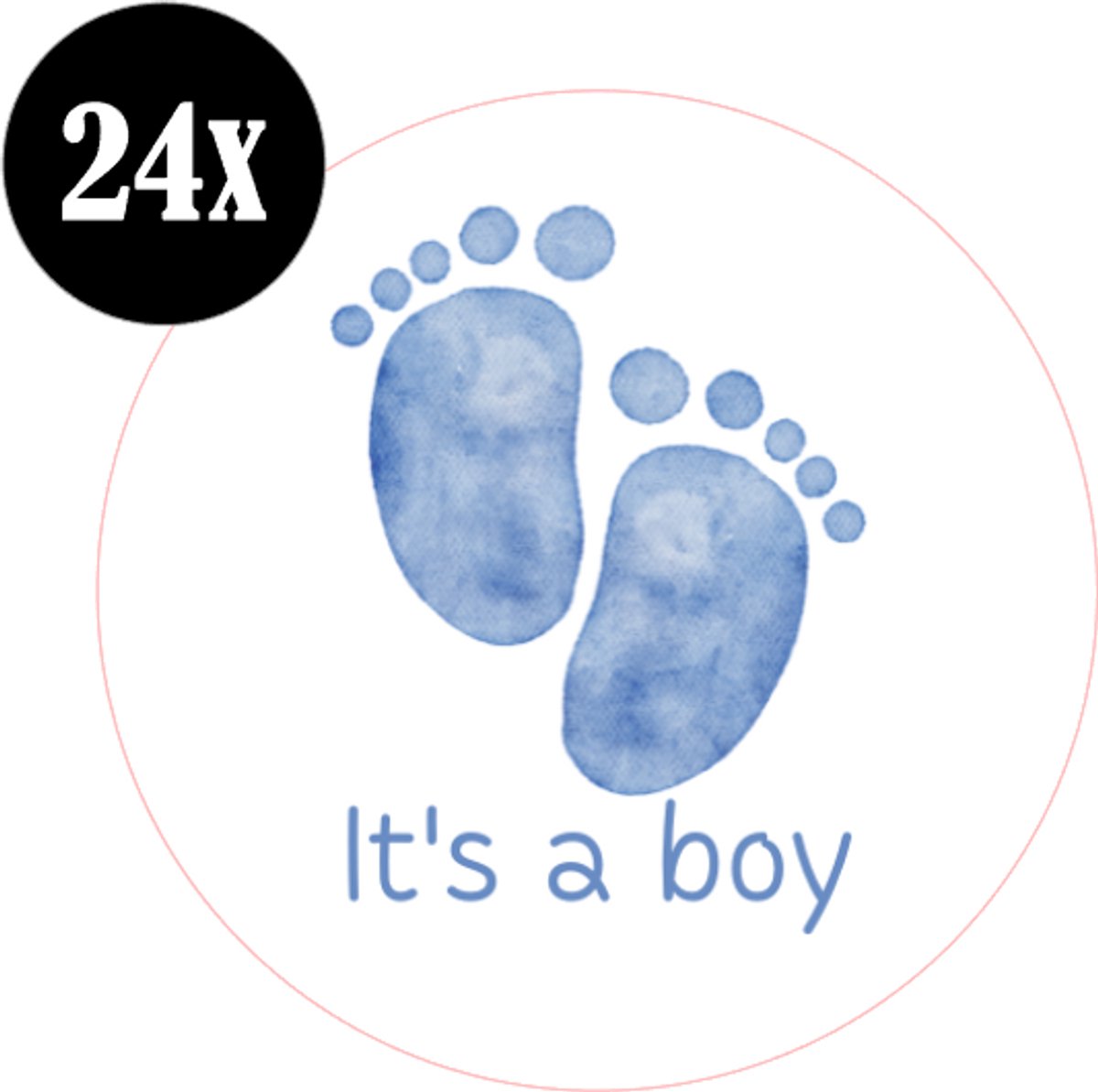 24x sluitstickers - Baby It's a boy voetjes - geboorte - Sluitzegel - sticker - kaart - 40 mm - matte sticker - etiketten - cadeau - inpakken