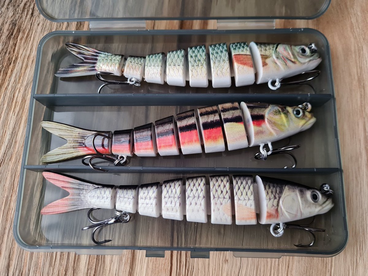 Rospo outdoor - Swimbait 8-delige -visspullen- set van 3 stuks - 14 cm- 28 gram met 2 dreggen -type 3