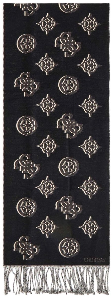 GUESS sjaal Cresidia II Scarf 35X180 Black Logo zwart