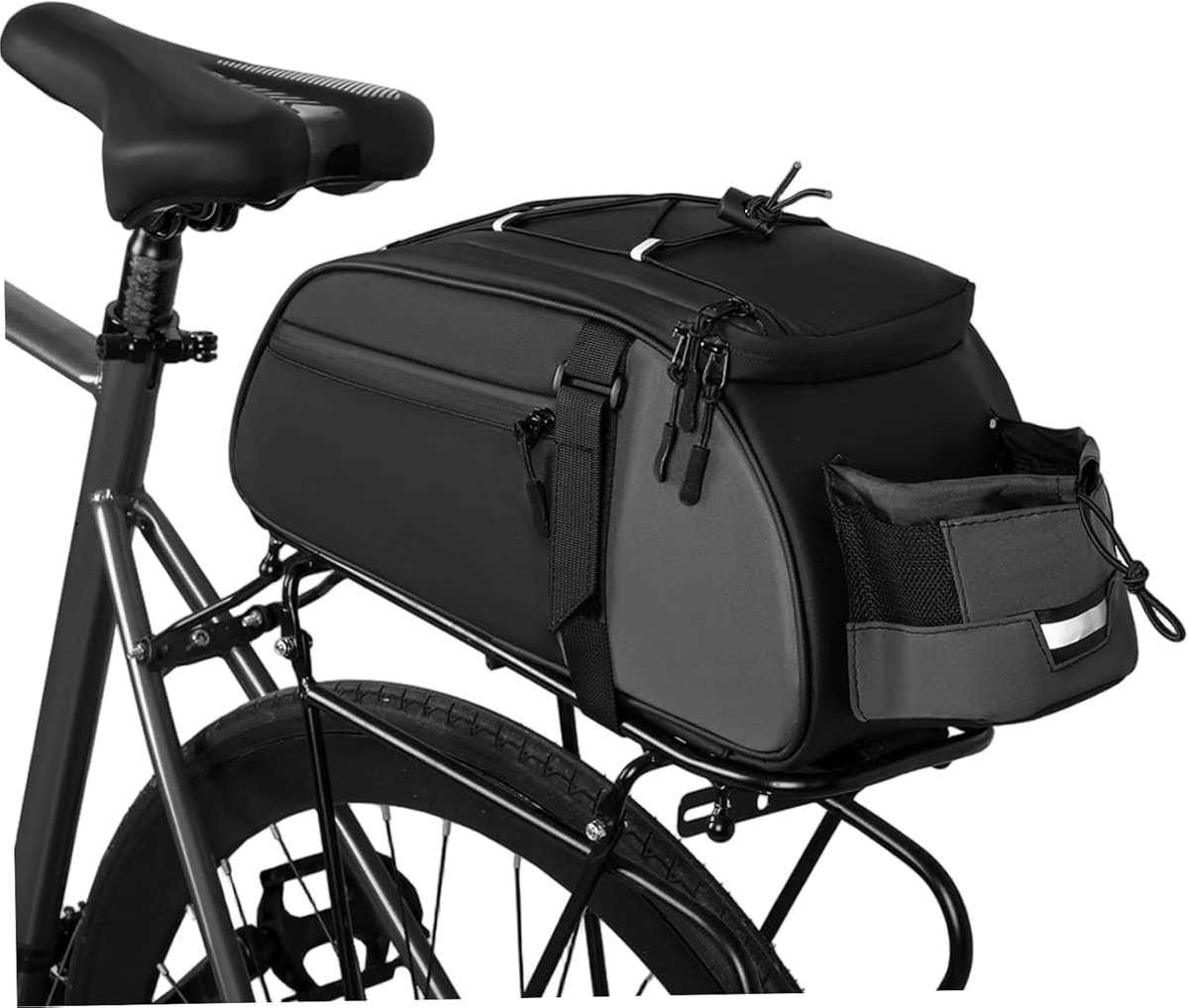 Fietstas voor achterop de bagagedrager – Reflecterende en waterdichte fietstas met meerdere vakken, geschikt voor buitenfietsen en dagelijks woon-werkverkeer-38*17*18cm,Zwart — cadeau in Sport & Outdoor - foto 5