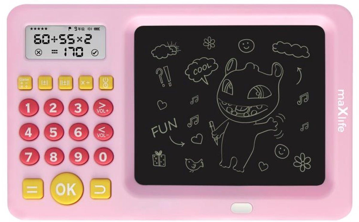 Maxlife MXWB-01 Kindertablet met LCD Tekenbord & Rekenmachine – Roze