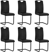 Eettafel stoelen Zwart set van 6 STUKS Kunstleer / Eetkamer stoelen / Extra stoelen voor huiskamer / Dineerstoelen / Tafelstoelen / Barstoelen / Huiskamer stoelen