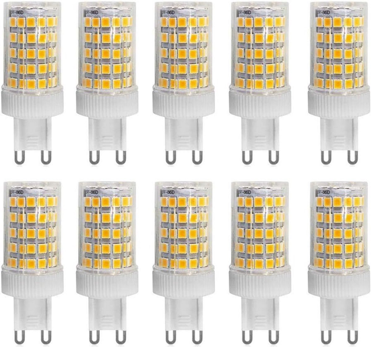 Set van 10 G9 LED Lampen 10W Warm Wit 3000K Hoog Lichtopbrengst