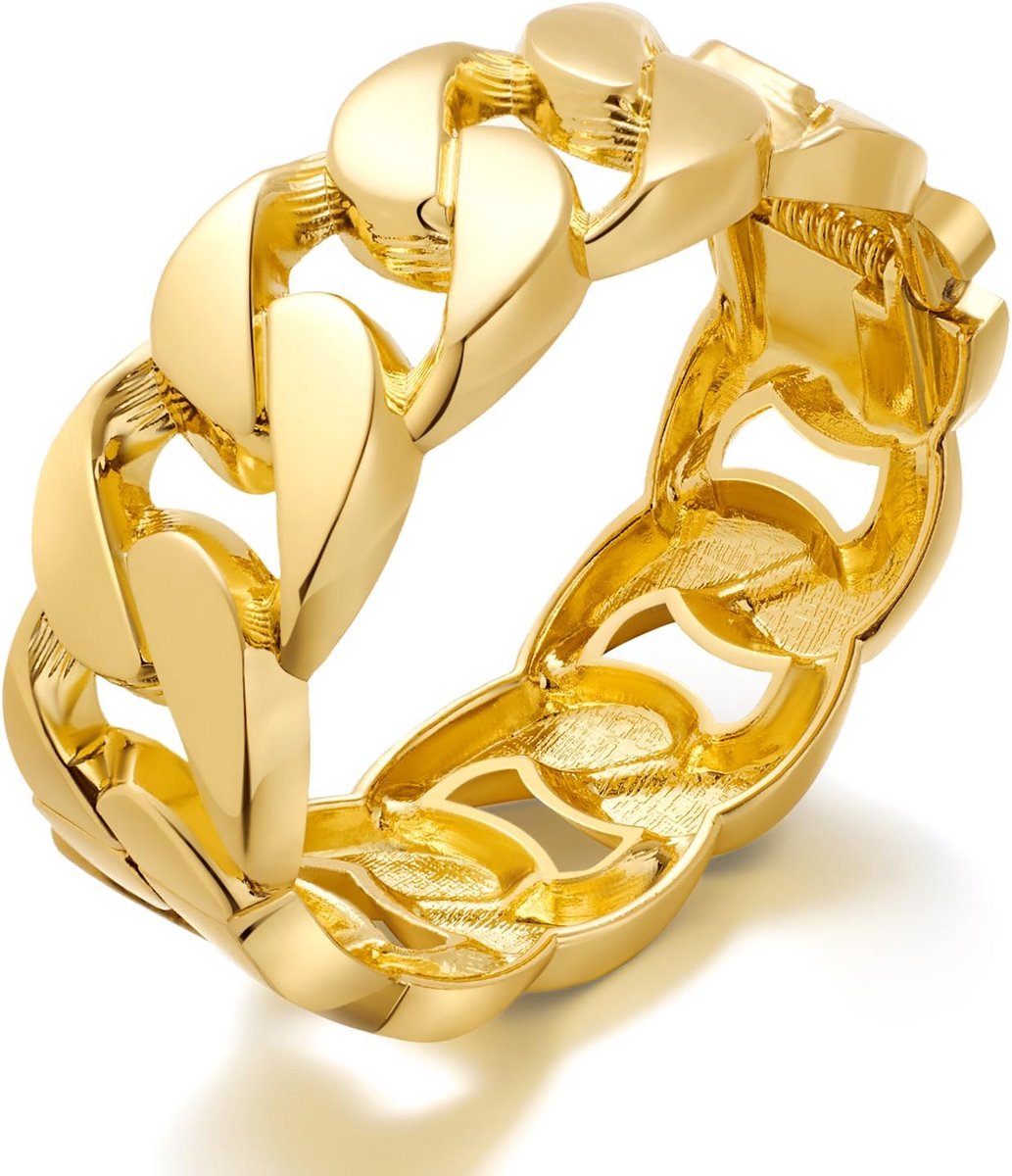 Chunky Goudkleurige Bangle Armband voor Dames - Brede Scharnierende Statement Manchet