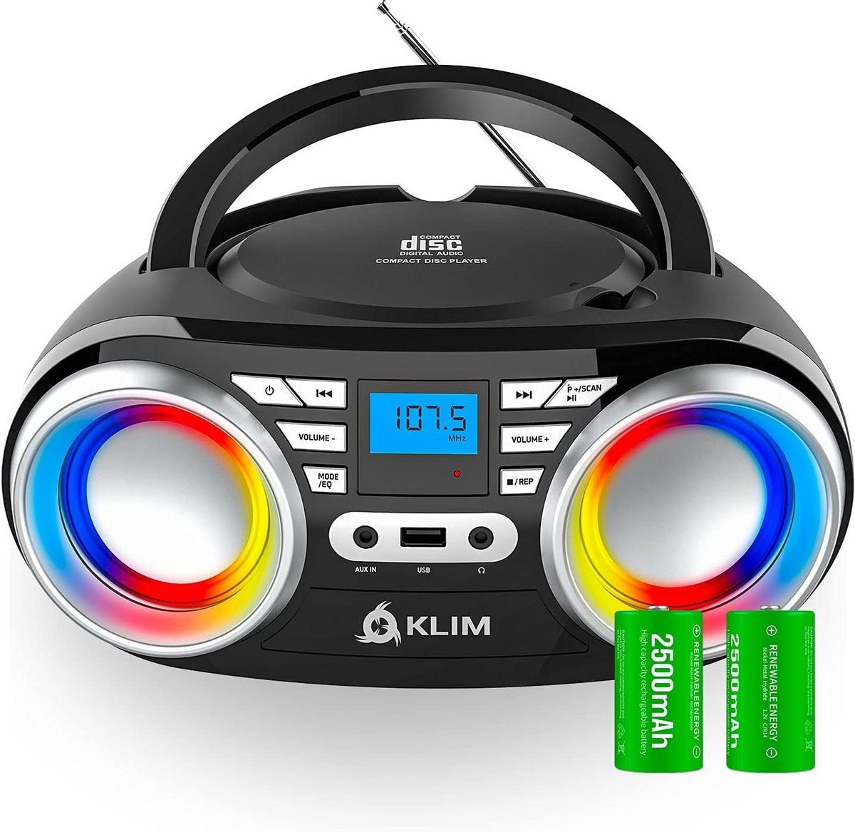 Draagbare CD Speler met Bluetooth, FM Radio, USB en MP3 Ondersteuning - Oplaadbaar