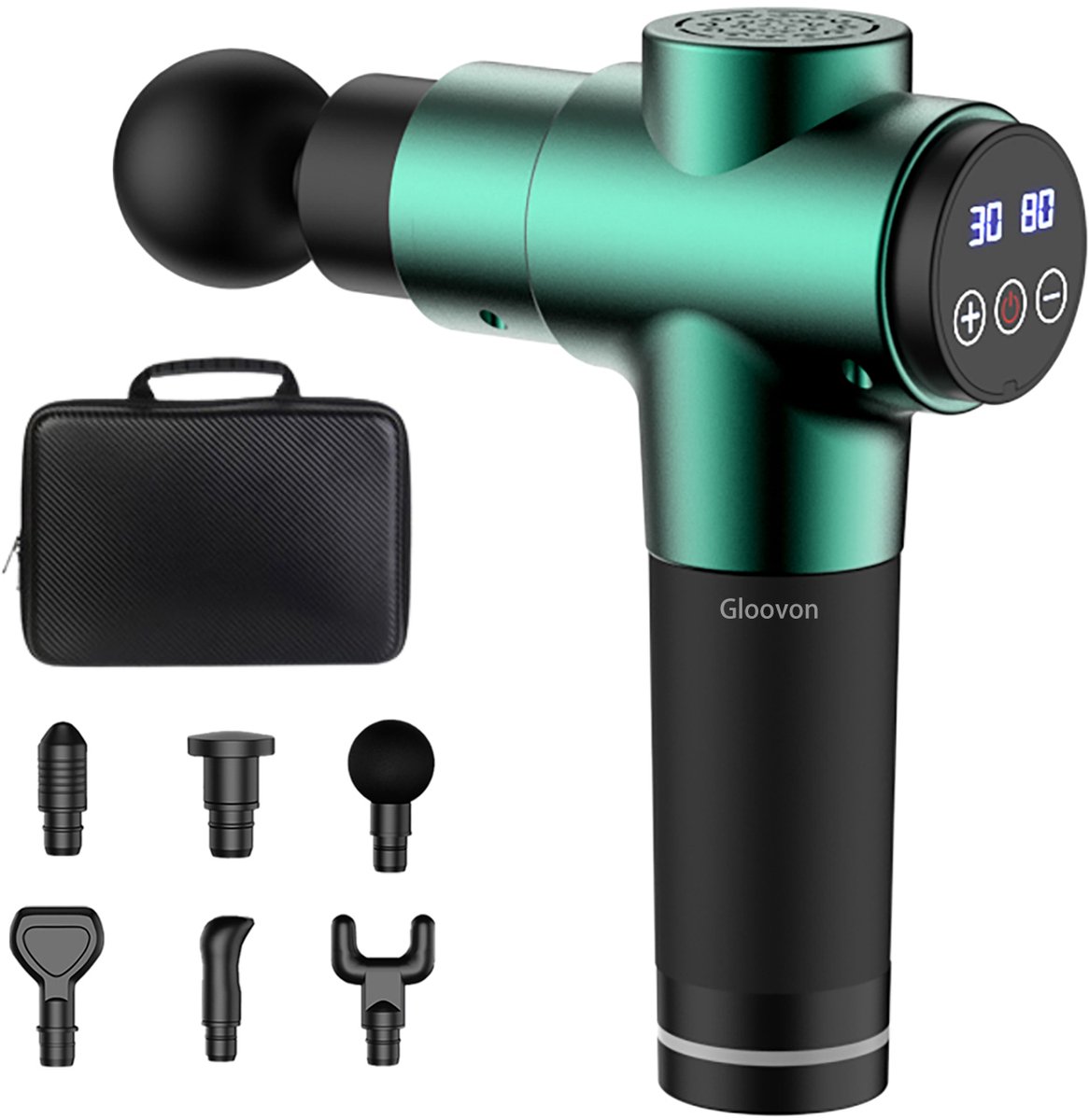 Gloovon® - Massage Gun Professioneel - Massage Apparaat - Inclusief Koffer en 6 Opzetstukken - 25.2V Borstelloze motor - Krachtig Massage Pistool - Ergonomisch ontwerp - Fitness