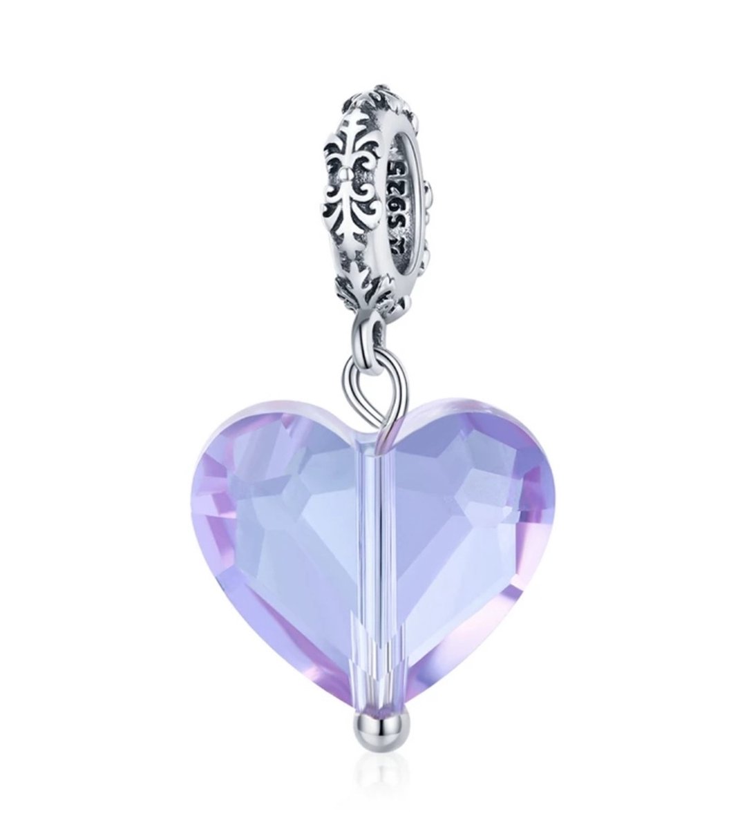Bedel Hart - RomyStones - Voor je bedelarmband - Sieraden - Paars - Zilver