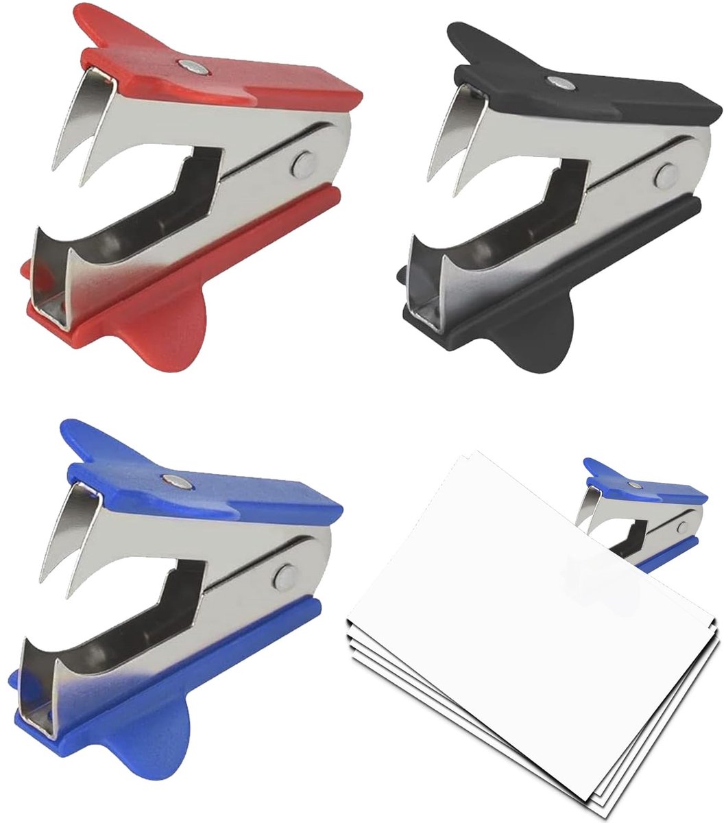 IMPERATORIS® Ontnieter - Nietenverwijderaar - Spijkertrekker - Ontnieten - Nietjes Verwijderen - Voor Meubels, Vloer, Houten Kist, Karton, Fotolijst, Tapijt - 3 Stuks - Zwart/Rood/Blauw