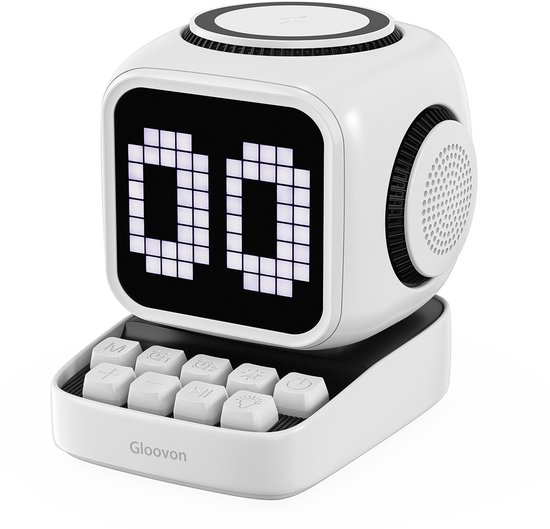 10W Bluetooth Speaker met 15W Magnetische Draadloze Snellader en Dubbele Alarmklok – Gloovon Desktop Speaker Wit
