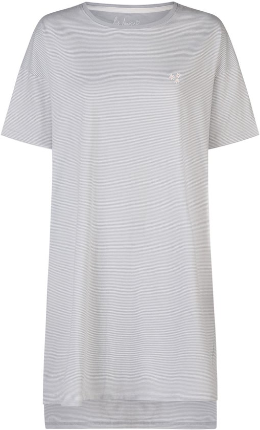 Chemise de nuit femme By Louise à manches courtes et rayures bleu clair - Taille L
