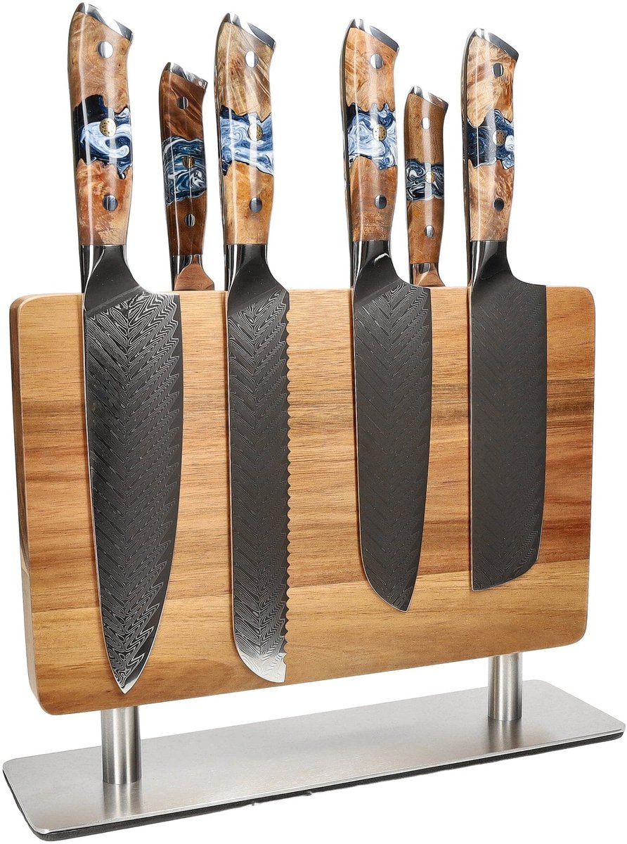Shinrai Knives - Eclipse 6-delige Messenset + Messenblok Stans - Vleesmes - Hakmes