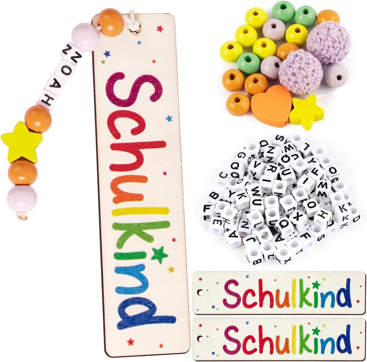 Set van 2 Houten Boekenleggers met Gepersonaliseerde Kralen