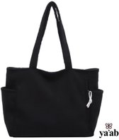 Sac à bandoulière en Velours Côtelé Noir – Modèle Compact – Plusieurs compartiments – Pour femmes – ya'ab.