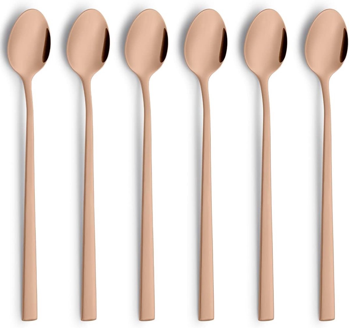 Stunq® Set van 6 Lange Lepels voor Latte Macchiato en Cocktails in Koper en Goud