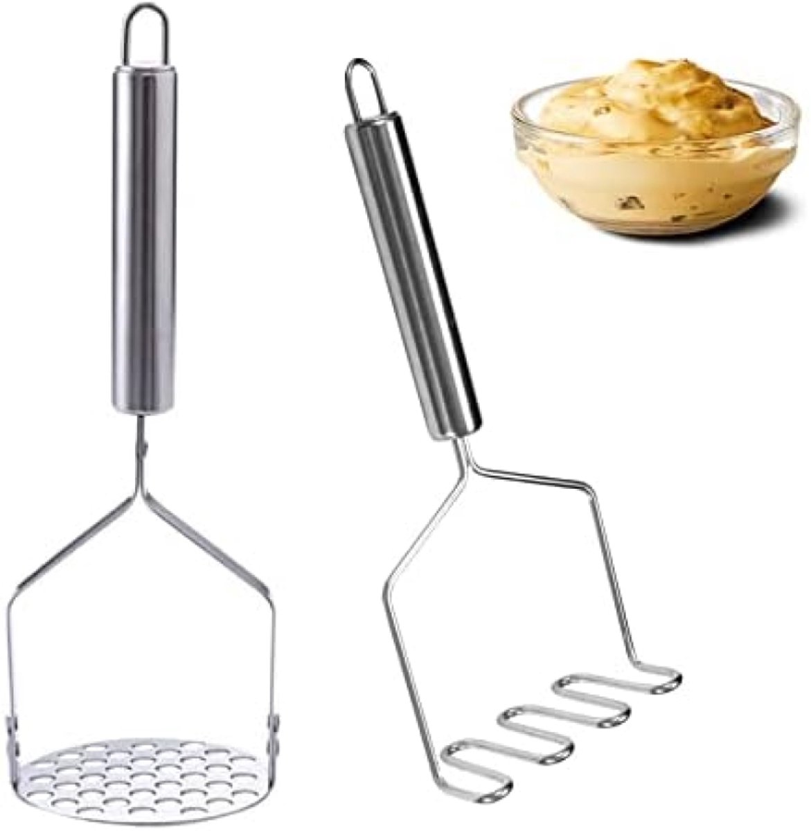 PromoHome Aardappelstamper Set - 2-delige RVS Keukenhulp