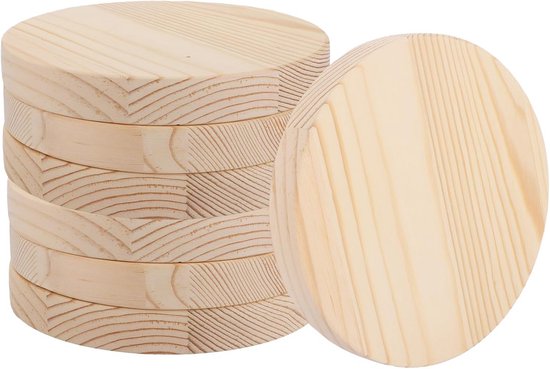 Houten schijven rond 12 stuks - 10cm, 20cm, 30cm - natuurkleur