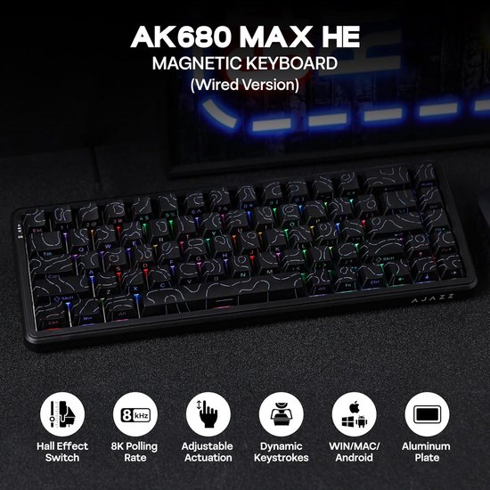 Compact 68% Gaming Toetsenbord met Magnetische Hall Effect Switches en 8K Polling Rate — afbeelding 2