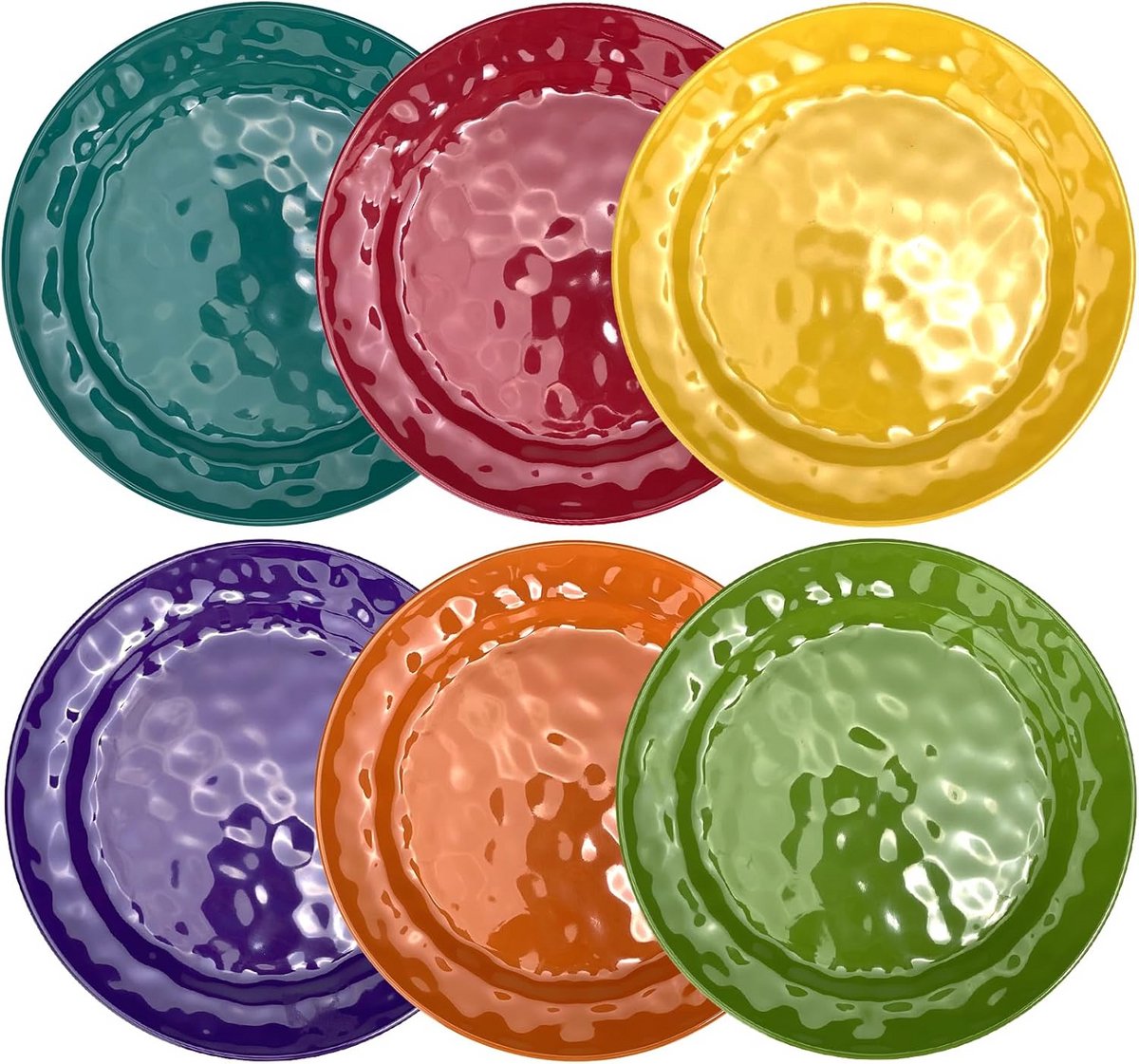 Set van 6 ronde dinerborden, 25,4 cm, breekvast en lichtgewicht, ideaal voor picknick