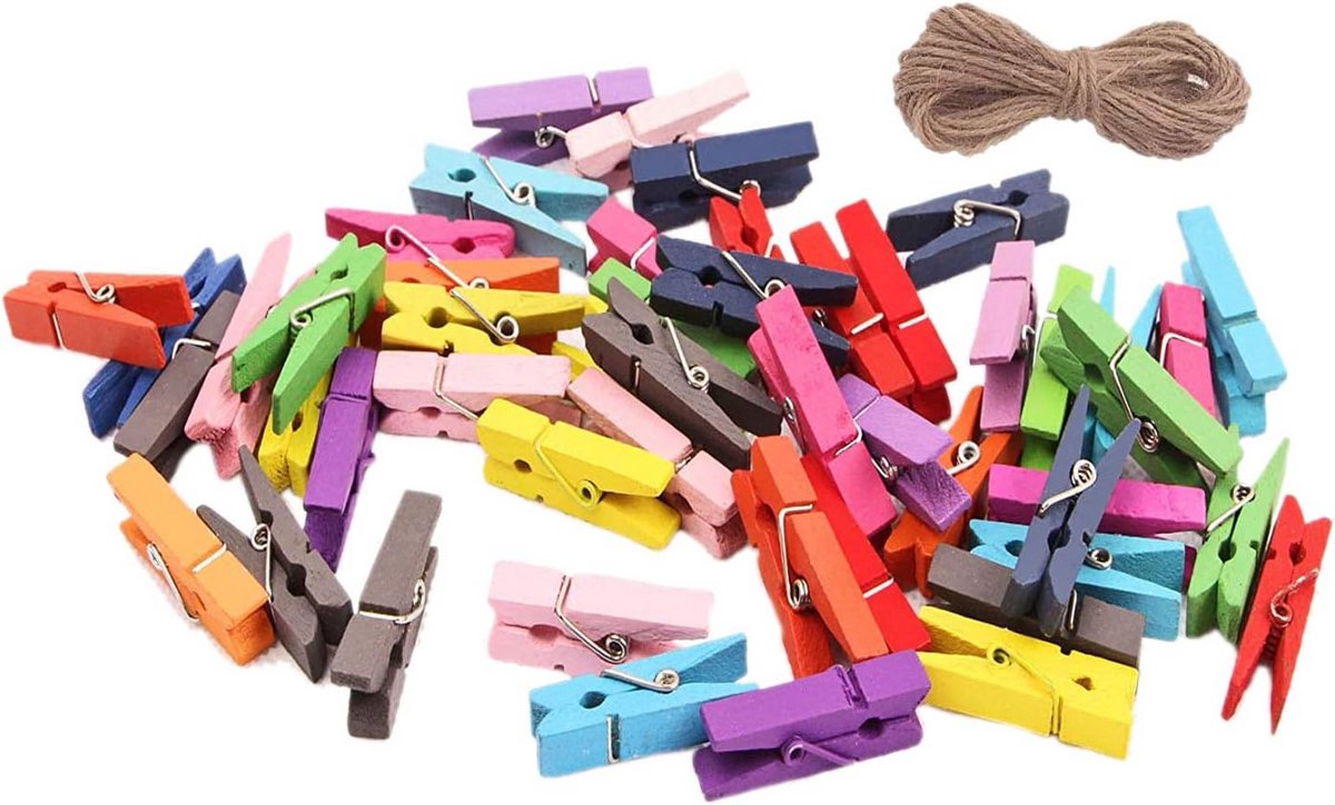 100 Mini Wasknijpers 1.3 Inch Houten Wasknijpers Stevig