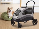 Extra Grote Hondenbuggy – All-Terrain 4-Wiel Pet Stroller – Dubbele In-/Uitgang – Verstelbare Duwbeugel – Opvouwbaar & Lichtgewicht – Voor Grote Honden tot 60 kg