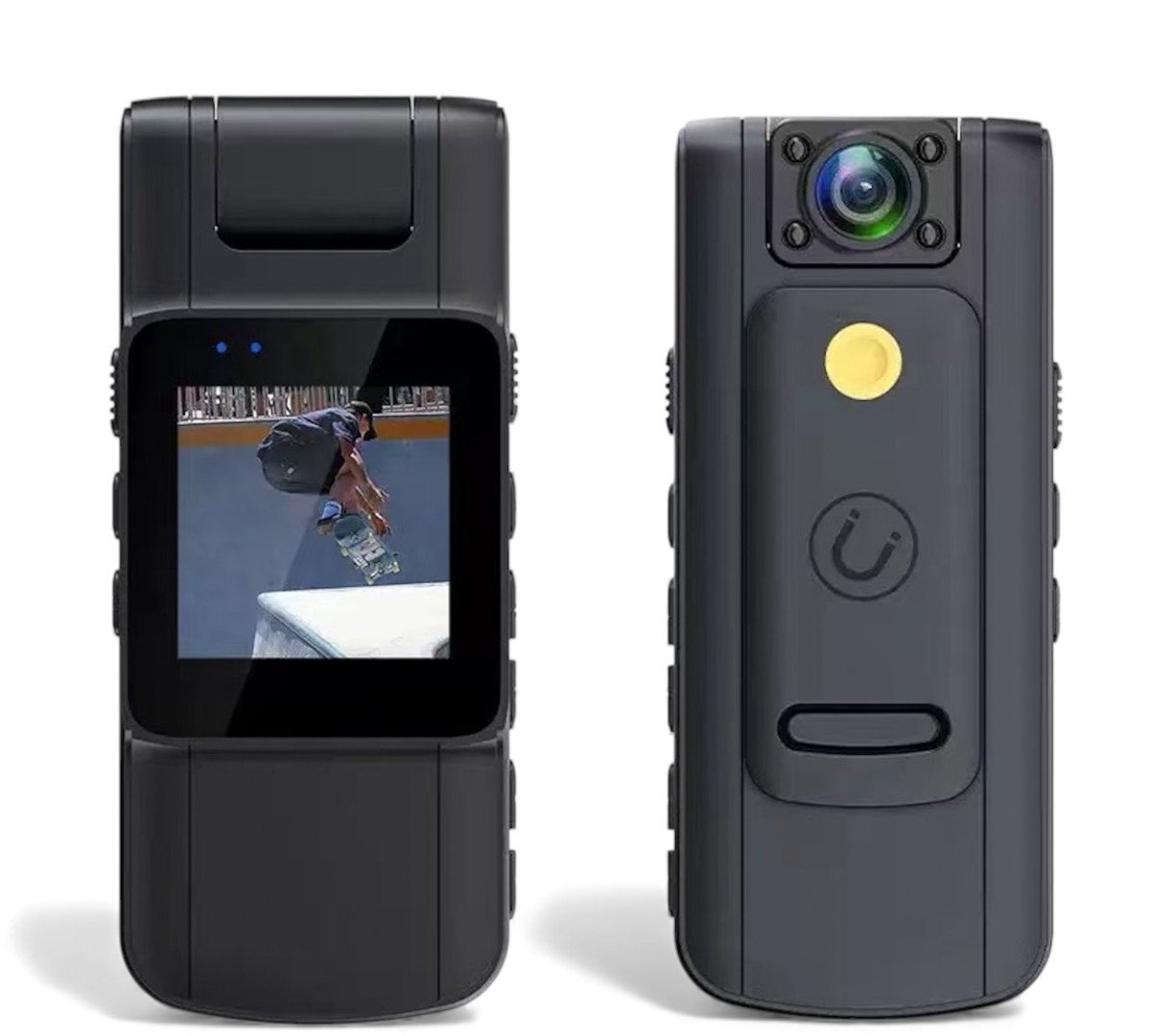 Klikkopers® - 4K Bodycam met Wifi & 180° Draaibare Lens – Lichaam Camera & Vlog Camera – Compacte Spy Camera – Inclusief 32GB SD-kaart – Waterbestendig & Lange Batterijduur