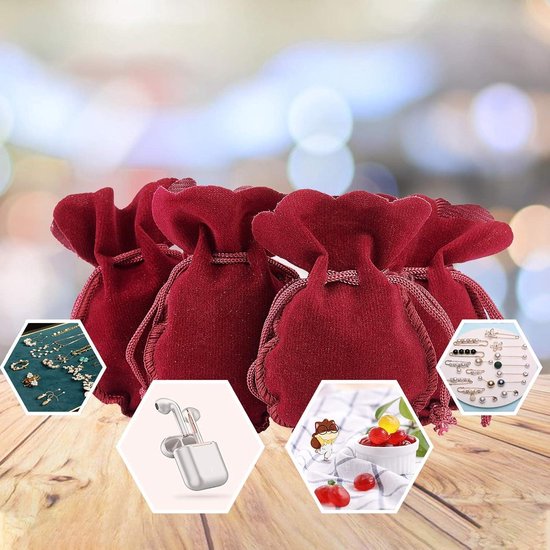 Snadulor - 30 bolsas de terciopelo rosa con cordón para joyas, bolsas