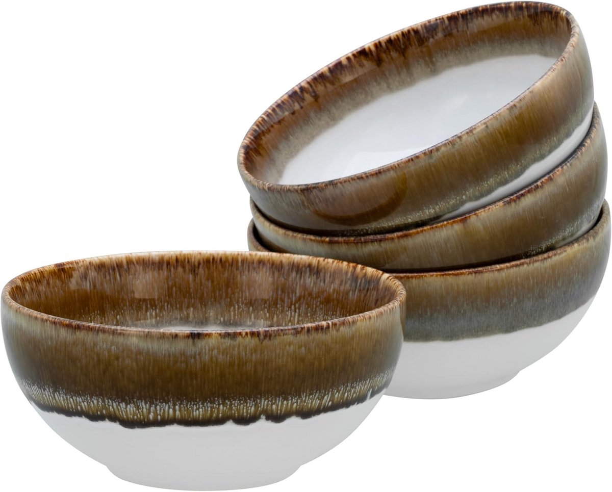 Set van 4 Brown Buddha Bowls - Keramiek Diner Set - Vaatwasserbestendig
