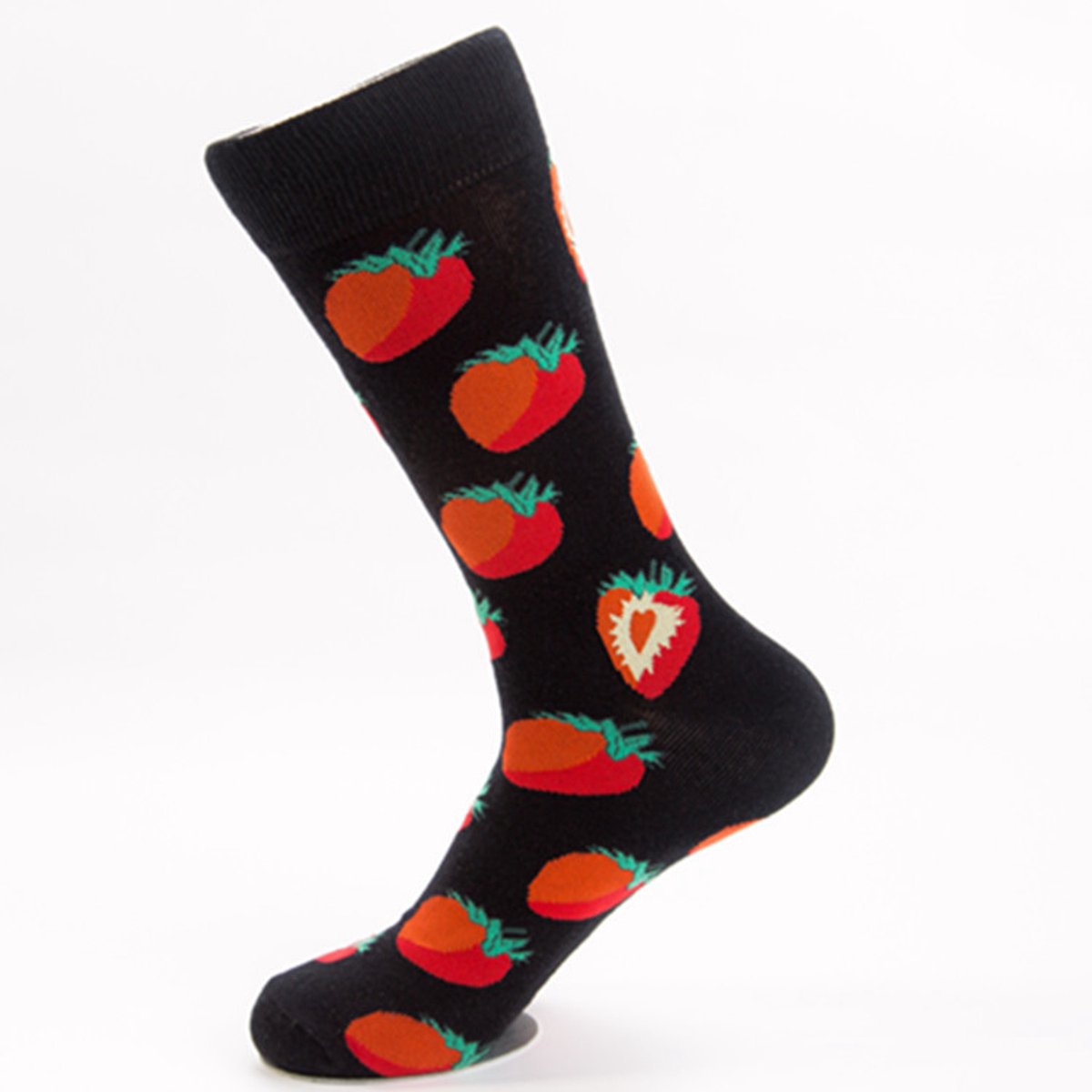 Sokken heren - zwart - rood - print aardbeien - 40 - 46 - cadeau voor hem - Kerstcadeau - vaderdag cadeau - verjaardagscadeau - geschenk - gift