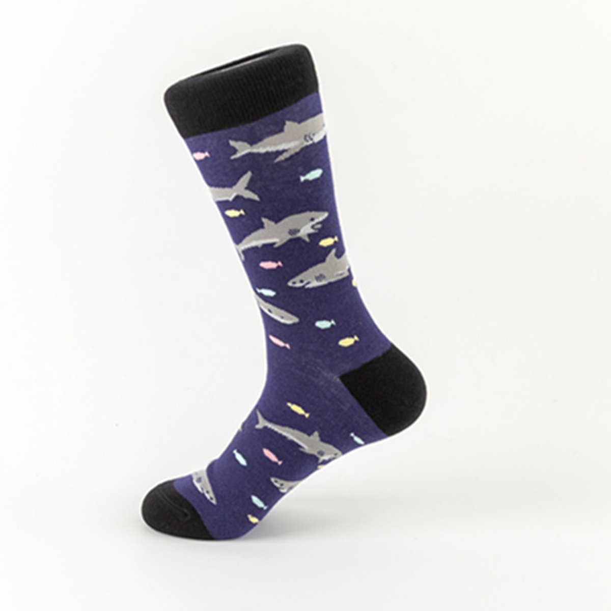 Sokken heren - blauw - print vis - vissen - haai - 40 - 46 - cadeau voor hem - Kerstcadeau - vaderdag cadeau - verjaardagscadeau - geschenk - gift