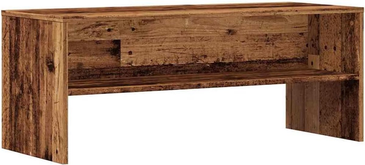 TV-kast 100 cm - Gesneden hout in oude houtkleur - Ruime opbergruimte voor woonkamer en slaapkamer
