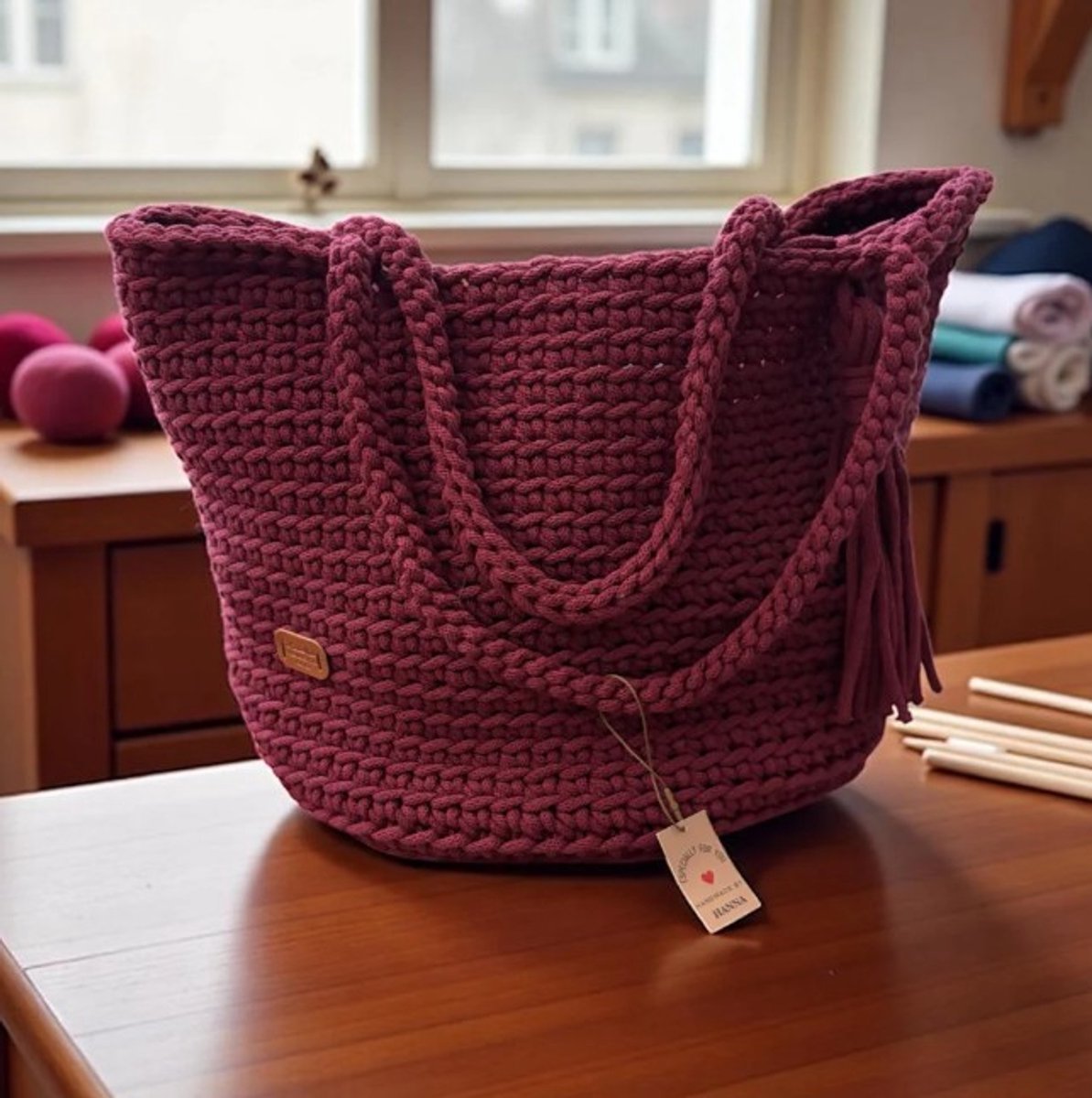Gehaakte shopper tas handgemaakt - rood